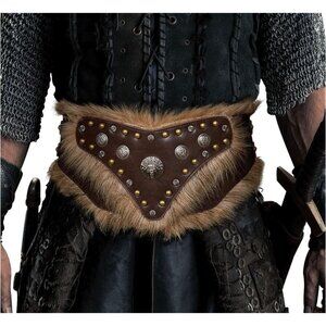 Men Viking Belt Nordic Wide Leather Belt Waist Armor Medieval LRP Warrior Brown